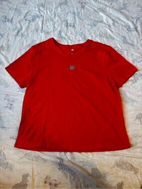 New Balance Red Tee with Silver Logo
